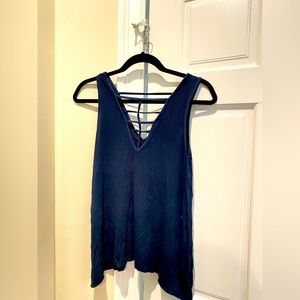 Soft And Sexy Rib V Neck Criss Cross Tank Top